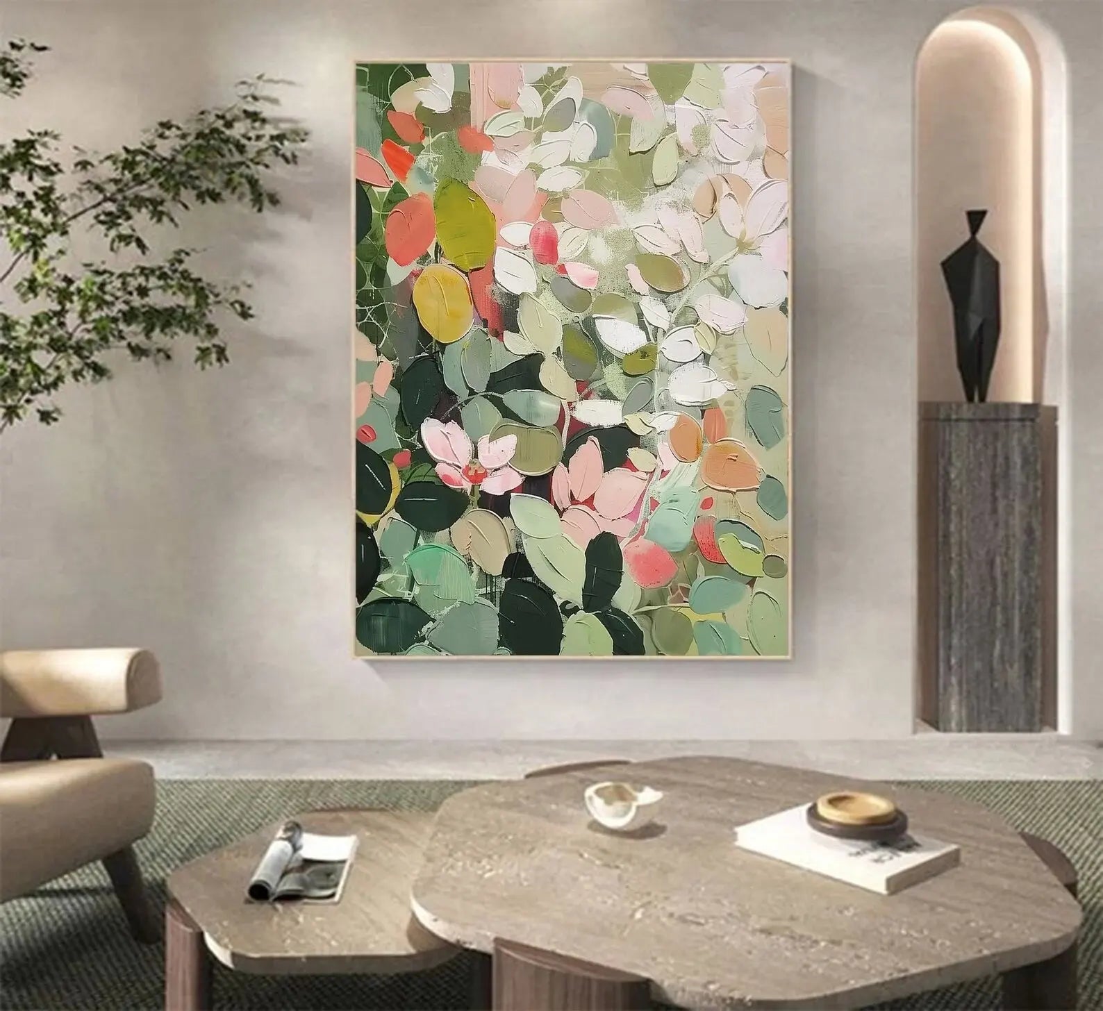 Huge Thick Textured Knife Painted Flower Plants Painting 100% Handmade Abstract Oil Painting Canvas Wall Art For Home Decoration